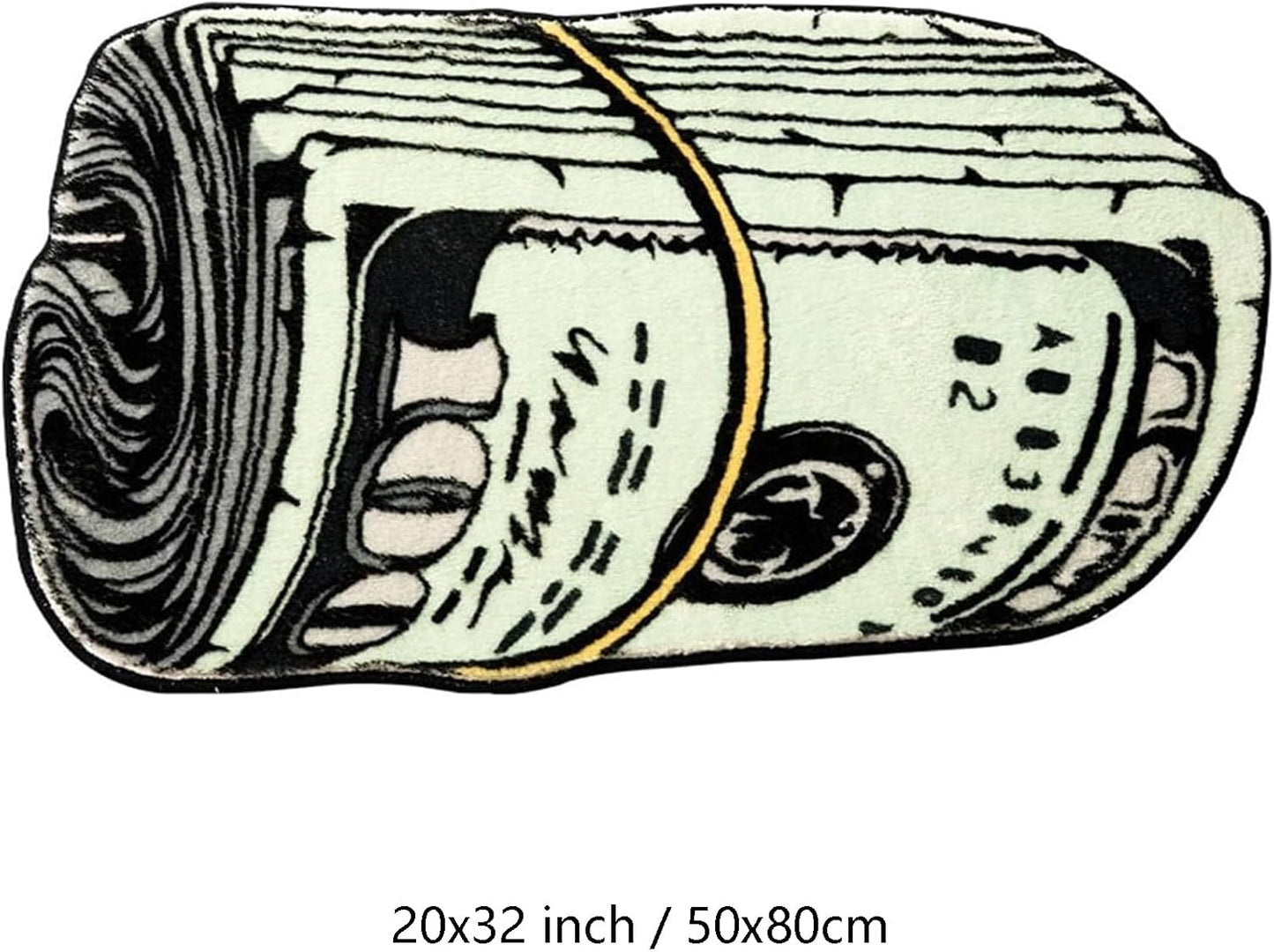 Money Rug | 100 Dollar Bill Design - Creative 20x32 Inch Funky Bath Mat for Home Decor