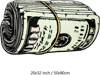 Money Rug | 100 Dollar Bill Design - Creative 20x32 Inch Funky Bath Mat for Home Decor