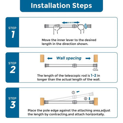 AIZESI Spring Tension Curtain Rods Short Tension Rod (White,17" to 28"-2Pcs)