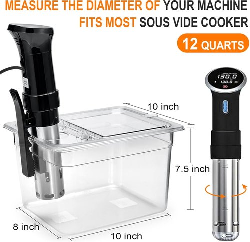 HOMENOTE Sous Vide Container - 12 Quart with Collapsible Lid & Complete Accessories Kit | BPA Free