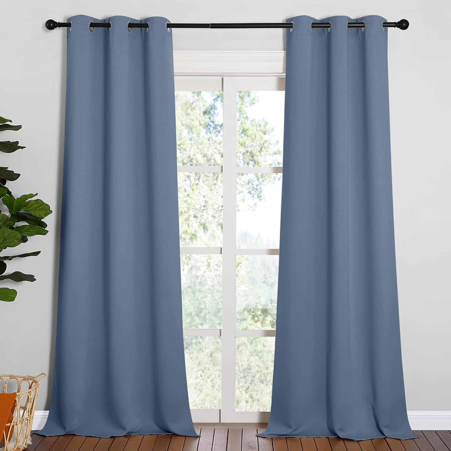 NICETOWN Blackout Curtains - Thermal Insulated Noise Reducing for Kids Room | Stone Blue, 90 Inches Long, 42 Inches Wide