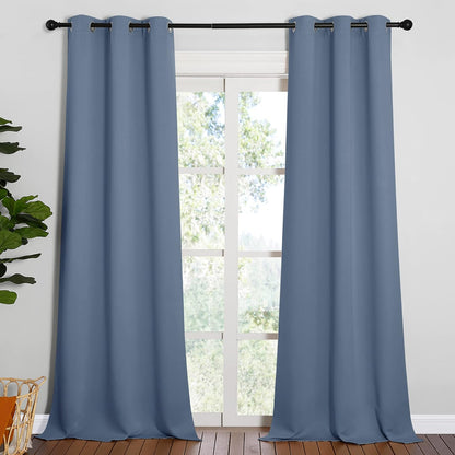 NICETOWN Blackout Curtains - Thermal Insulated Noise Reducing for Kids Room | Stone Blue, 90 Inches Long, 42 Inches Wide