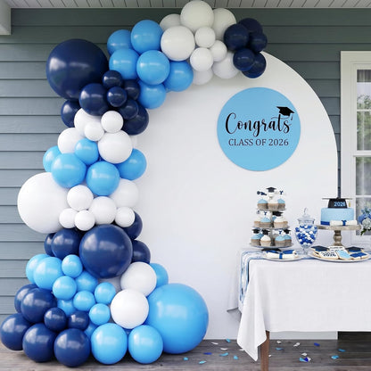 RUBFAC Light Blue Balloons - 129-Piece Set in Various Sizes for Graduation & Baby Shower Decor