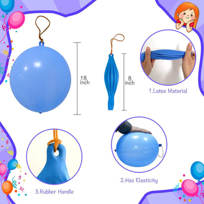 Punch Balloons - 48pcs Neon Party Favors for Kids | Fun Carnival Bounce Balloons with Rubber Bands