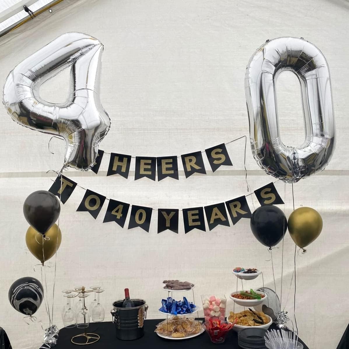Silver Number 4 Balloons - 40-Inch Large Foil Helium Balloon for Birthday Celebrations | Self-Inflating Design