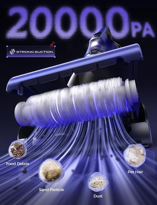 MAGIC JOHN Cordless Pet Hair Handheld Vacuum - 20000PA High Power with Motorized Brush & LED Light