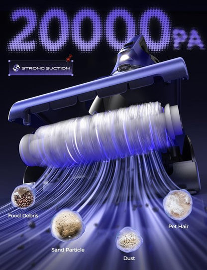 MAGIC JOHN Cordless Pet Hair Handheld Vacuum - 20000PA High Power with Motorized Brush & LED Light