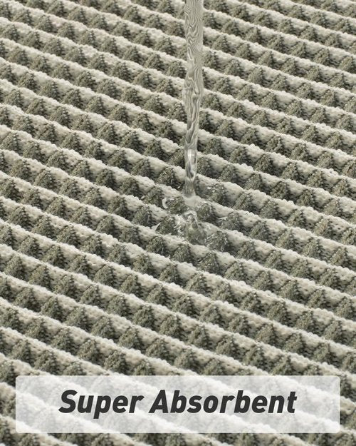 AMOAMI Upgraded Waffle Bath Mat, Super Absorbent Non Slip Bath Mats for Bathroom Floor, Machine Washable Bathroom Rugs with Tassels, Rubber Backed Bathroom Mats, Ultra Soft, 20" x 32", Green & Cream