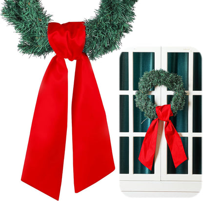 VitalCozy Wreath Sash - Embroidered Monogram Satin Ribbon for Front Door | 4.5'' X 56'', Red
