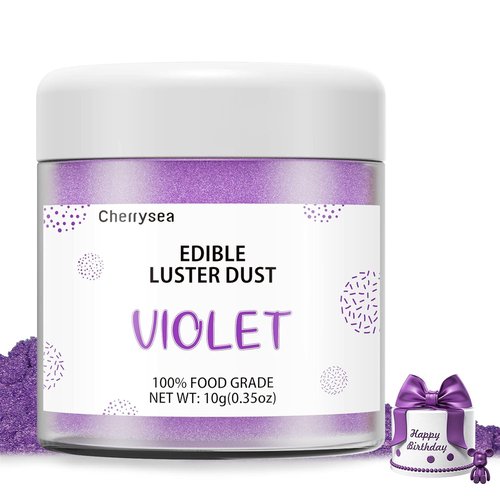 Cherrysea Violet Edible Luster Dust - Tasteless Food-Grade Cake Dusting Powder | 10 Grams for Baking
