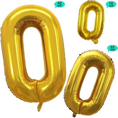 GOER Gold Foil Number 0 Balloons - 42 Inch for Milestone Birthdays & Anniversaries
