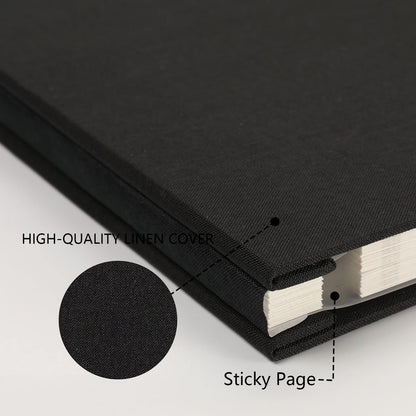 Photo Album Self Adhesive Pages for 4x6 5x7 8x10 Pictures Scrapbook Magnetic Photo Albums with Sticky Pages Books with A Metallic Pen for Baby Wedding Family 13.2x12.8 Black 60 Pages