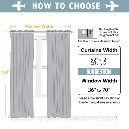 ChrisDowa Room Darkening Curtains 108 Inches Long 2 Panels Set for Living Room, Grommet Thermal Insulated Blackout Curtains for Bedroom (Teal, 52 x 108 Inch)