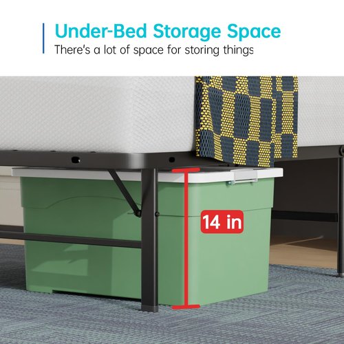 BestMassage | Twin Bed Frame | Metal | Heavy Duty Steel Slats with 6 Legs | Foldable | Sturdy, No Box Spring Needed | Easy to Assemble with Under-Bed Storage | Furniture for Home, Dorms