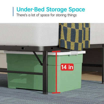 BestMassage | Twin Bed Frame | Metal | Heavy Duty Steel Slats with 6 Legs | Foldable | Sturdy, No Box Spring Needed | Easy to Assemble with Under-Bed Storage | Furniture for Home, Dorms