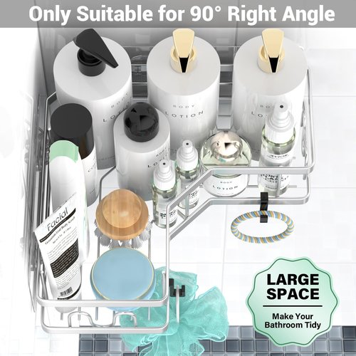 **AKTECKE Corner Shower Caddy | Adhesive Bathroom Organizer - Rustproof Stainless Steel - 3-Pack No Drilling**