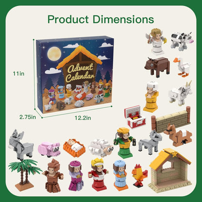 Nativity Advent Calendar 2025 - Build Blocks Jesus Christmas Scene | Individual Packaging Gifts
