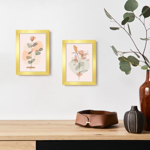 LaVie Home 5x7 Picture Frame for Wall Display, 5x7 Gold Picture Frame with HD Plexiglas, 5 x 7 Matted Frame 1 Pack, Display Frame for Vertical or Horizontal, Classic Collection