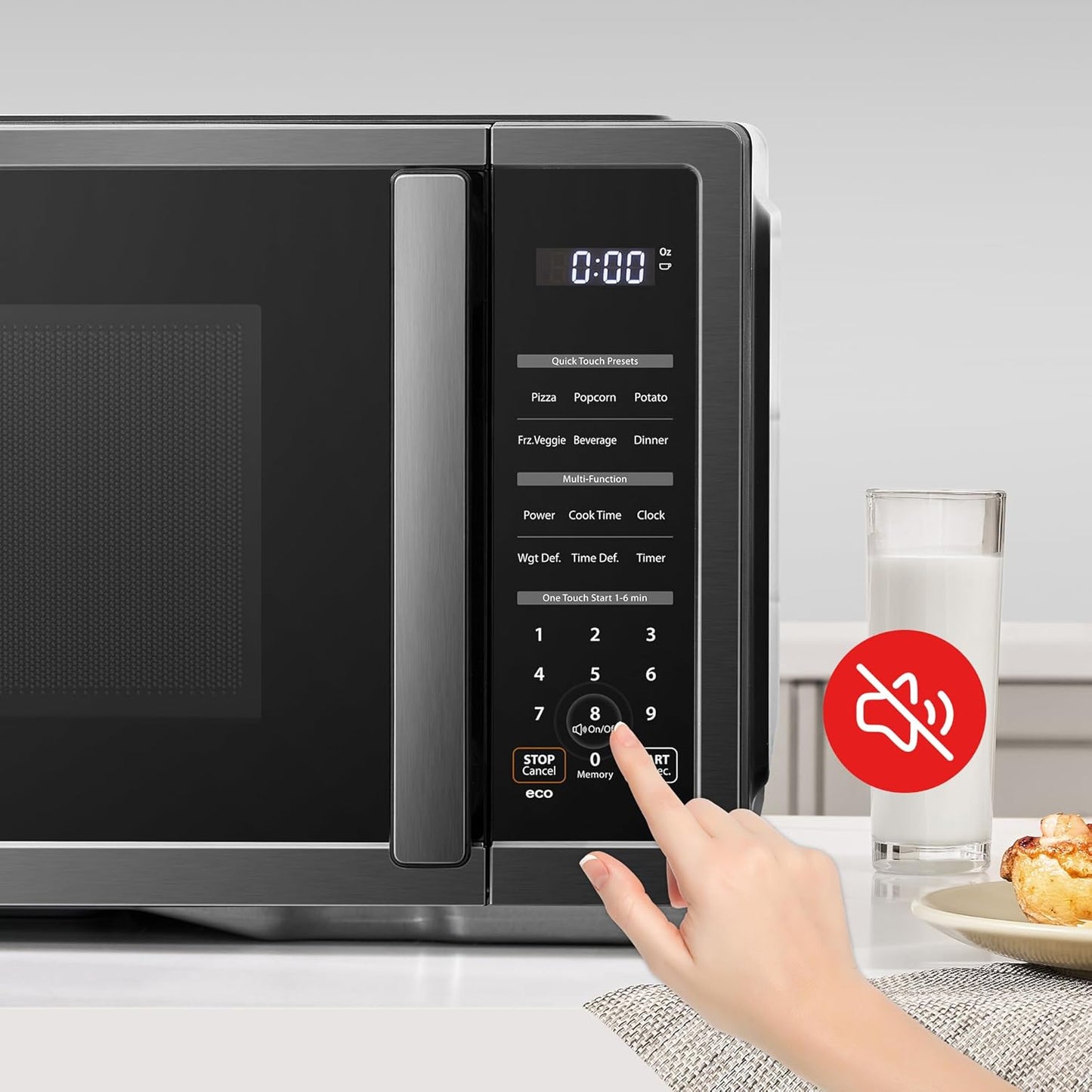 TOSHIBA Countertop Microwave Oven - 0.9 Cu Ft, 900W, Mute Function & Child Lock | Black Stainless Steel