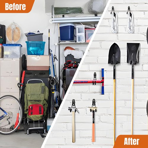 Garage Hooks by [Brand Name] - Heavy Duty Wall Mounted Storage Hangers for Ladders, Bikes & Tools | 6 Pack