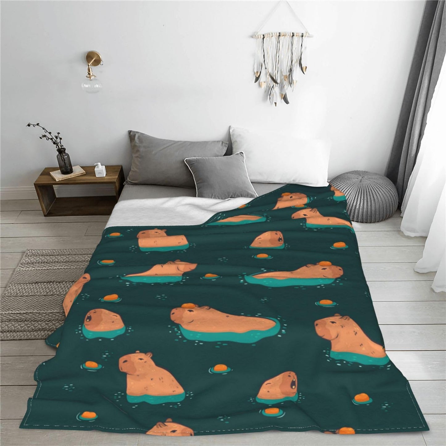 Capybara Throw Blanket Soft Cozy Plush Warm Fleece Blanket for Sofa Couch Bed 60"X50"