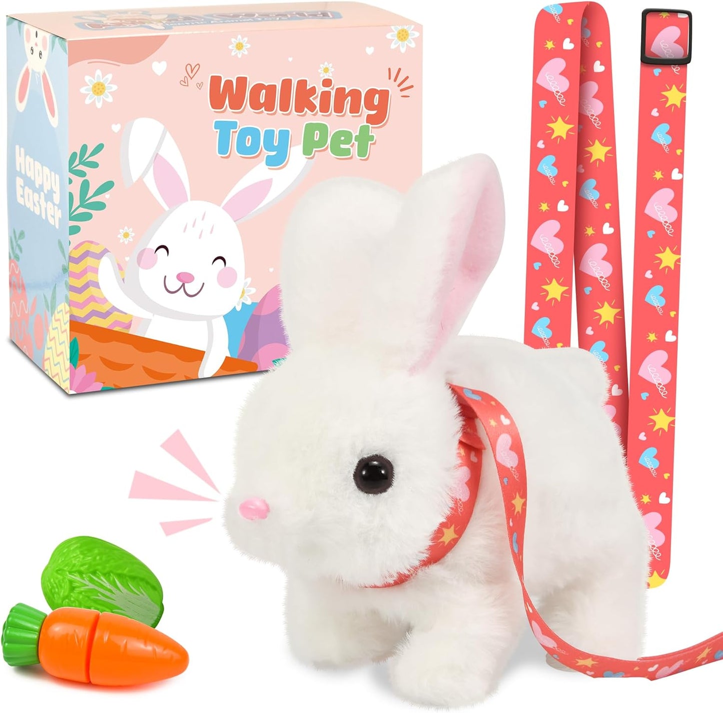 Bunby Easter Robot Bunny Pal - Realistic Hopping Plush Toy with Sounds & Interactive Features | White