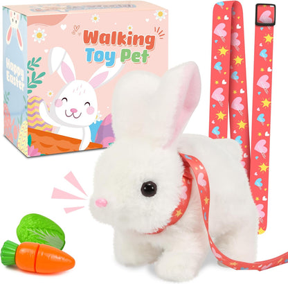 Bunby Easter Robot Bunny Pal - Realistic Hopping Plush Toy with Sounds & Interactive Features | White