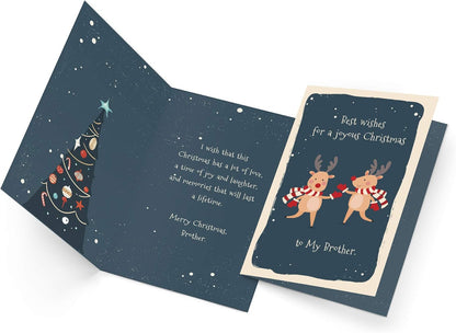 Prime Greetings Christmas Card for Brother - Eco-Friendly Thick Card Stock | 5in x 7.75in with Premium Envelope