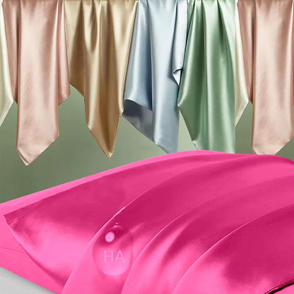 Skiennix Mulberry Silk Pillowcase - Anti-Acne Cooling Sleep Cover | Standard Size, Hot Pink
