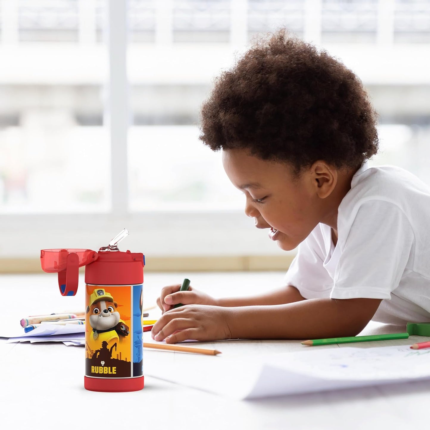 THERMOS FUNTAINER Water Bottle - 12 Ounce Kids Stainless Steel Insulated Bottle with Straw | Paw Patrol Design