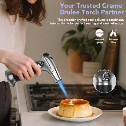 Sondiko Butane Torch Lighter - Refillable Creme Brulee Torch with Adjustable Flame & Safety Lock