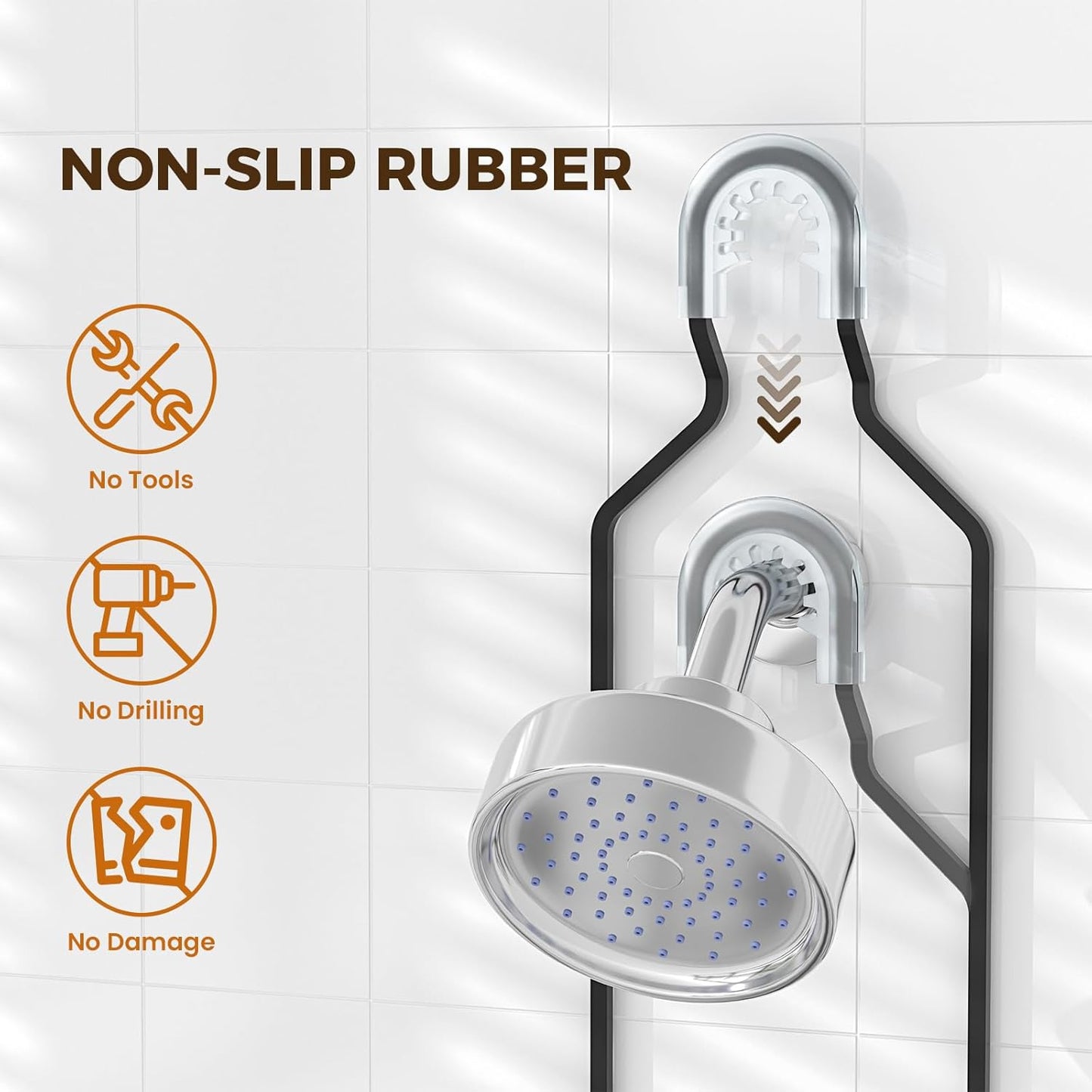 Reinhardt Adjustable Shower Caddy - Rustproof Organizer with Hooks & Soap Holder | Black