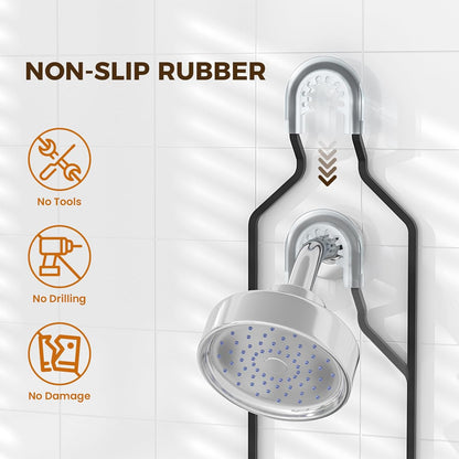 Reinhardt Adjustable Shower Caddy - Rustproof Organizer with Hooks & Soap Holder | Black