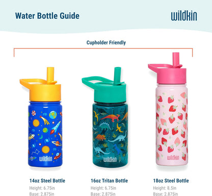 Wildkin Kids Stainless Steel Water Bottle - BPA-Free, Leakproof & Insulated - 14oz Trains, Planes & Trucks