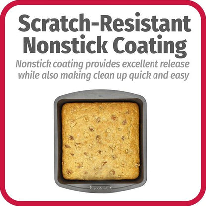 GoodCook Nonstick Steel Square Pan - 8-Inch Gray Kitchen Essential for Effortless Cooking