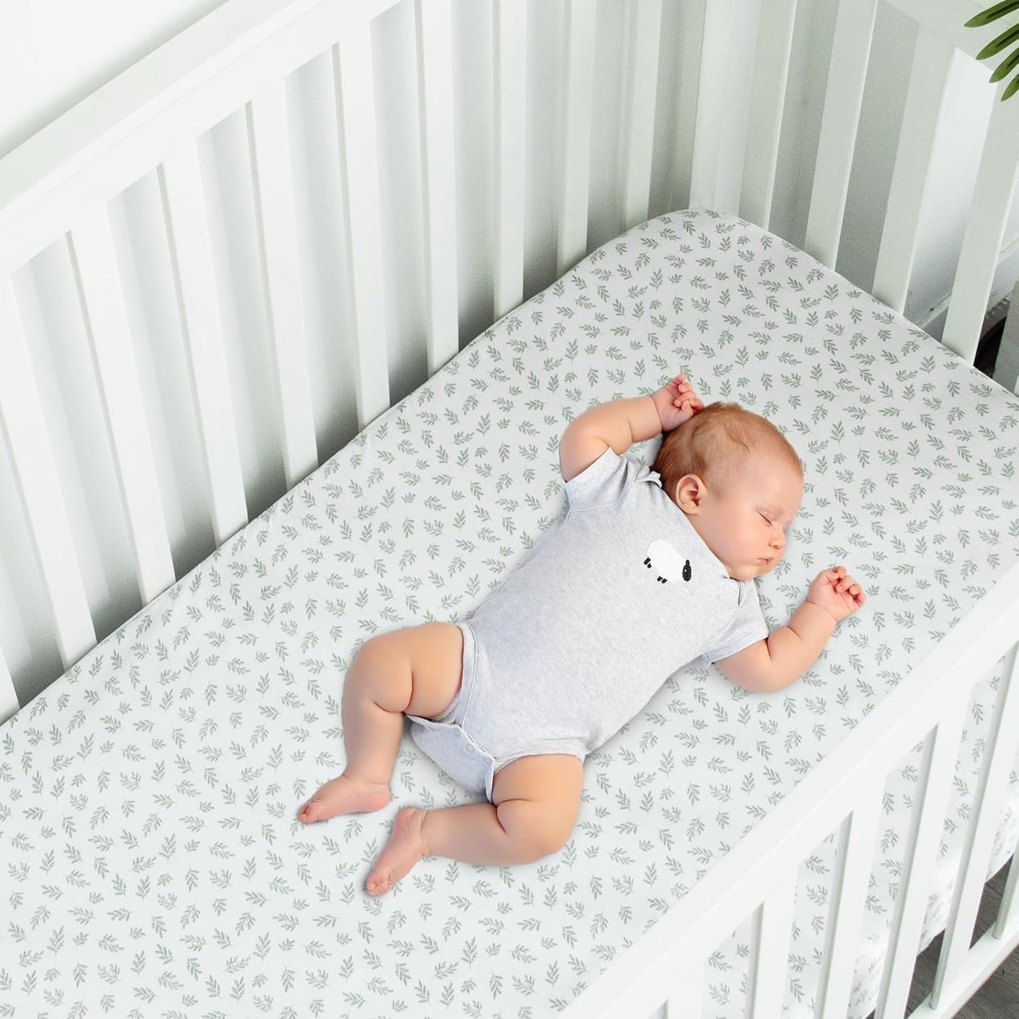 Skiennix Fitted Crib Sheets - 2 Pack for Boys & Girls | Neutral Prints, Fits Standard 52”x28” Mattress