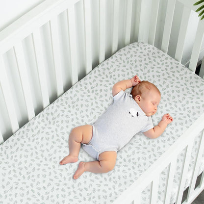Skiennix Fitted Crib Sheets - 2 Pack for Boys & Girls | Neutral Prints, Fits Standard 52”x28” Mattress