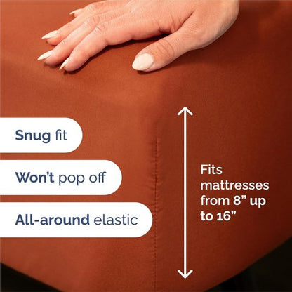 King Size 4 Piece Sheet Set - Comfy Cooling Bed Sheets for Luxury Hotel Feel - Deep Pockets, Super Soft & Wrinkle Free - Oeko-Tex Certified - Terracotta