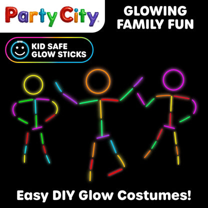 Party City 500 Glow Sticks - Neon Glow in the Dark Party Supplies | Connectors, Bracelets & Necklaces for Kids & Adults