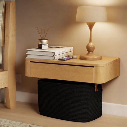 BOLDMONKEY 72L Laundry Basket with Leather Handles,Woven Cotton Rope Blanket Basket,Toy Bin for Baby Room,Laundry Hampers for Bedroom, Living Room,Bathroom,22"x17"x11.8" Black