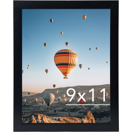 JCJMY 9x11 Picture Frame Black for Wall Hanging or Tabletop, Wall Mounting Horizontally or Vertically, 9 x 11 Wall Gallery Poster Photo Frame with Shatter Resistant Plexiglass, Black
