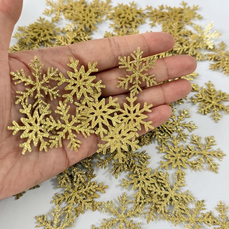 Gold Snowflake Confetti 100Pcs - Glitter Table Decor for Winter Holidays (Variation: Gold-snowflake)