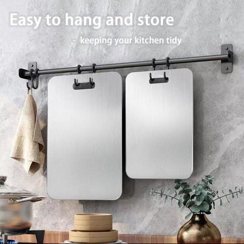 100% Pure Cut Titanium Cutting Board, Food-Grade Purecut Titanium Cutting Boards for Kitchen Dishwasher Safe, Double-Sided Chopping Board for Fruit, Meat & Vegetable (L, 12.6" x 8.6")