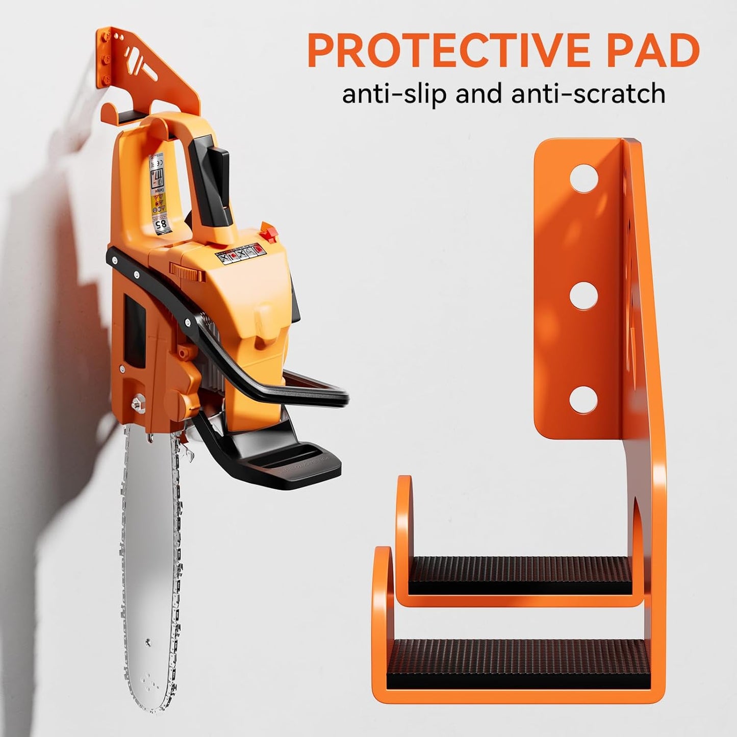 XZHXFX Chainsaw Hanger Wall Mount - Heavy-Duty Garage Organizer with Protective Pad | 2 Pack (Orange)