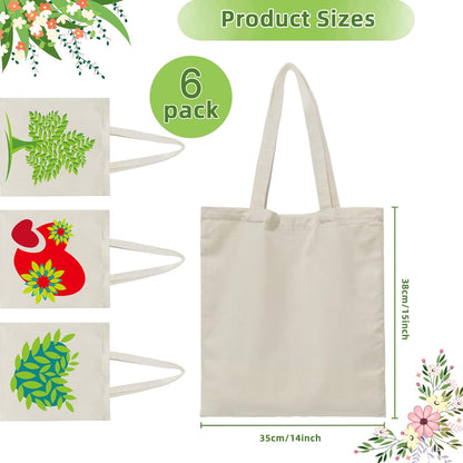 Skiennix Canvas Tote Bags - Reusable Blank Shopping & Grocery Bags | 6, 12, 24, or 48 Pack Options
