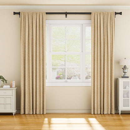 YaFex Curtain Rods - Heavy Duty 1 Inch Adjustable Window Treatment Rods | 32-118 Inch, Black, Modern Design