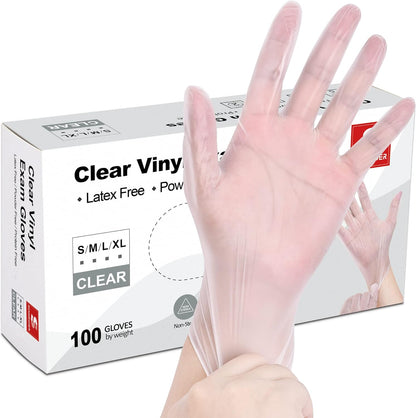 Schneider Clear Vinyl Exam Gloves - Latex-Free, Disposable & Food Safe | Powder-Free, 4 Mil Thickness
