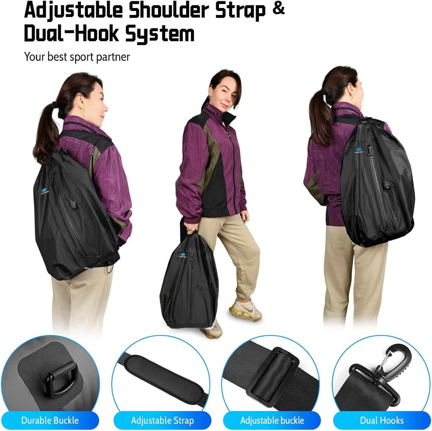 Zurligi Travel Vacuum Bags - IPX8 Waterproof Compression Bags with Mini Pump | 39L, 2-Pack, Black