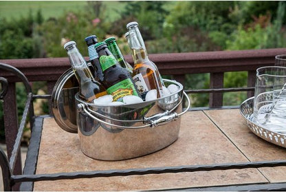 Crafthouse by Fortessa 12" x 5.25" Ice Bucket w/Handle and Drain Tray, Stainless