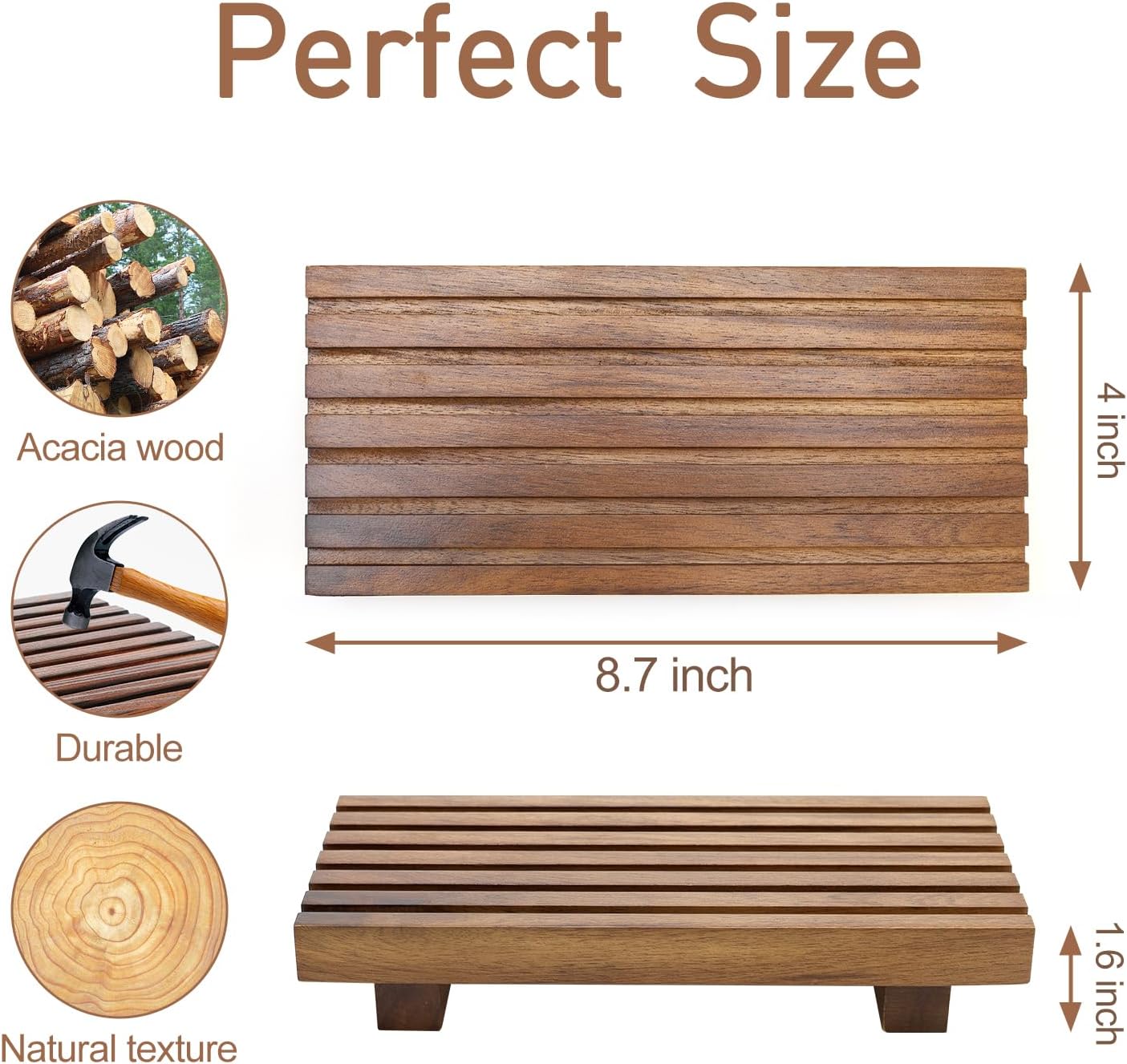 Acacia Wood Riser - Decorative Pedestal Stand for Bathroom Sink & Kitchen Counter | Soap Dish Holder